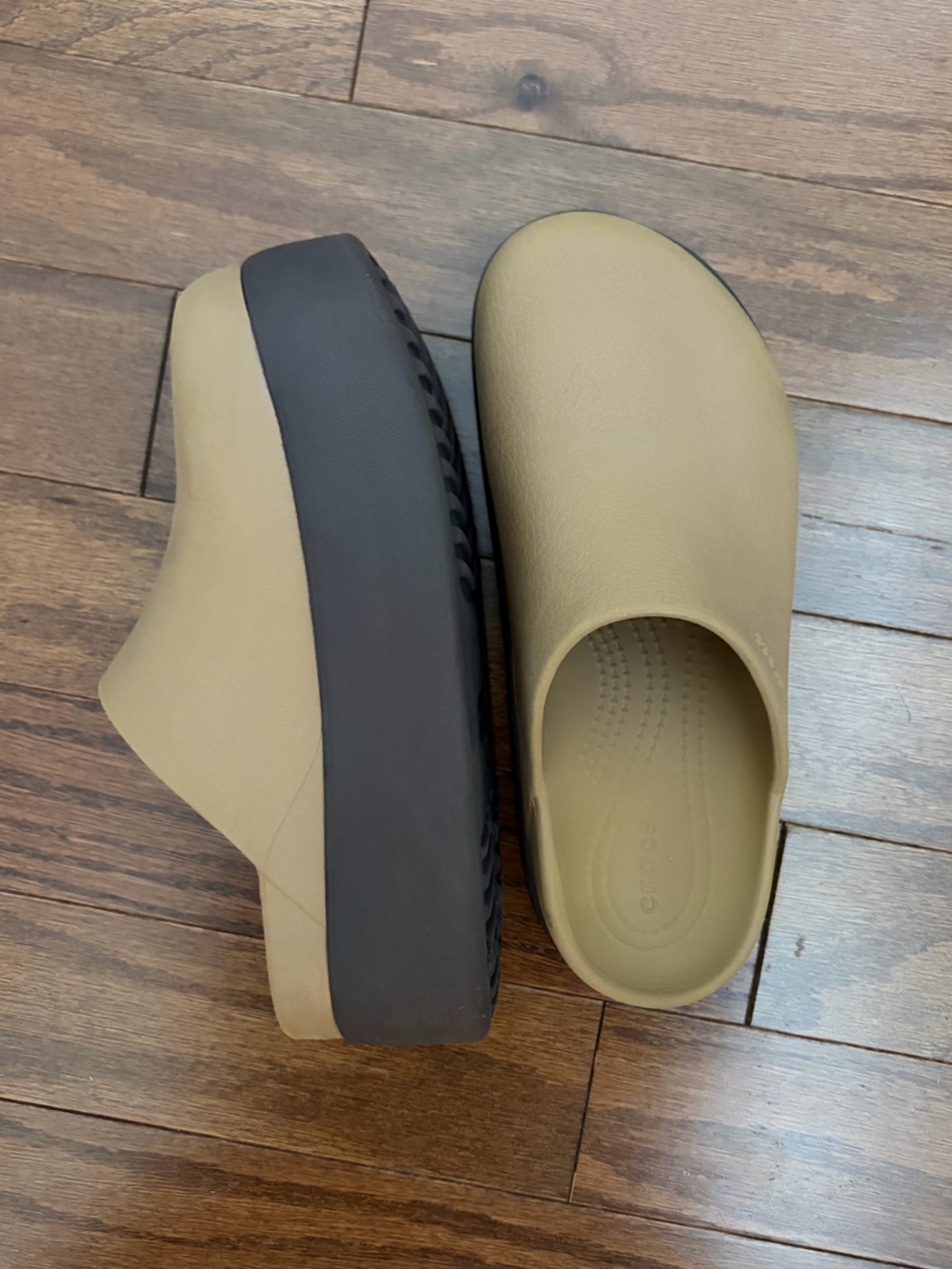 CROCS Platform Clog in Tan and Black